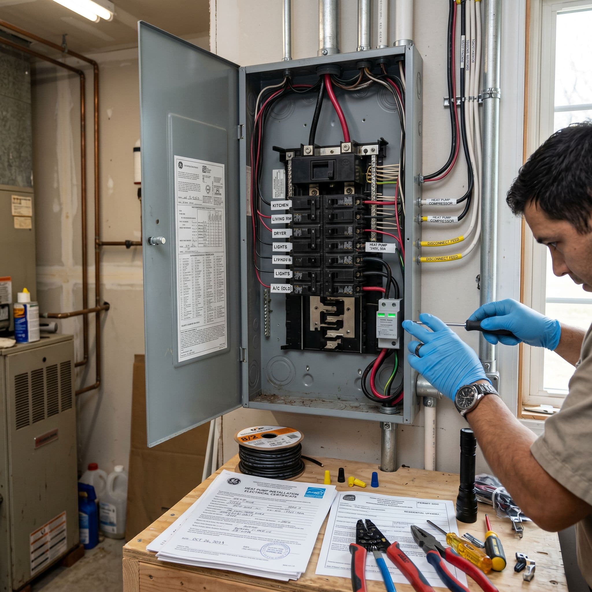 Adaptación de cuadro eléctrico y certificados energéticos para aerotermia con suelo radiante.